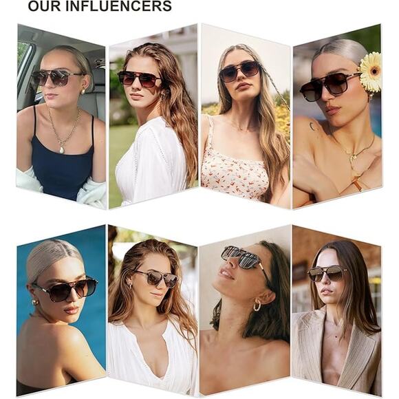 New SOJOS Womens Retro Tortoise Brown Rectangle Aviator Sun Glasses Sunglasses - Picture 3 of 4